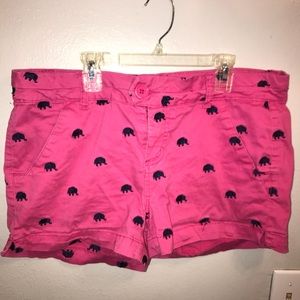 Pink shorts with elephants
